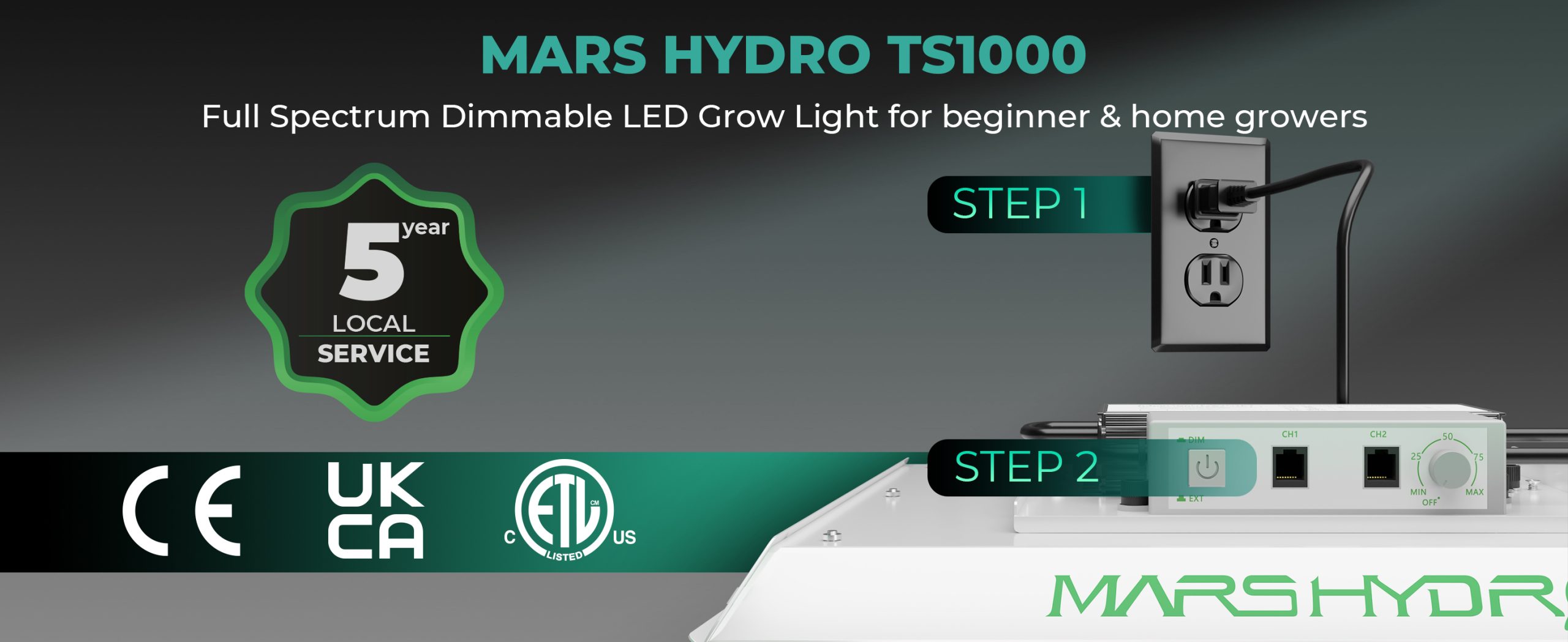 MARS HYDRO TS1000 Full Spectrum Dimmable LED Grow Light for beginner home growers