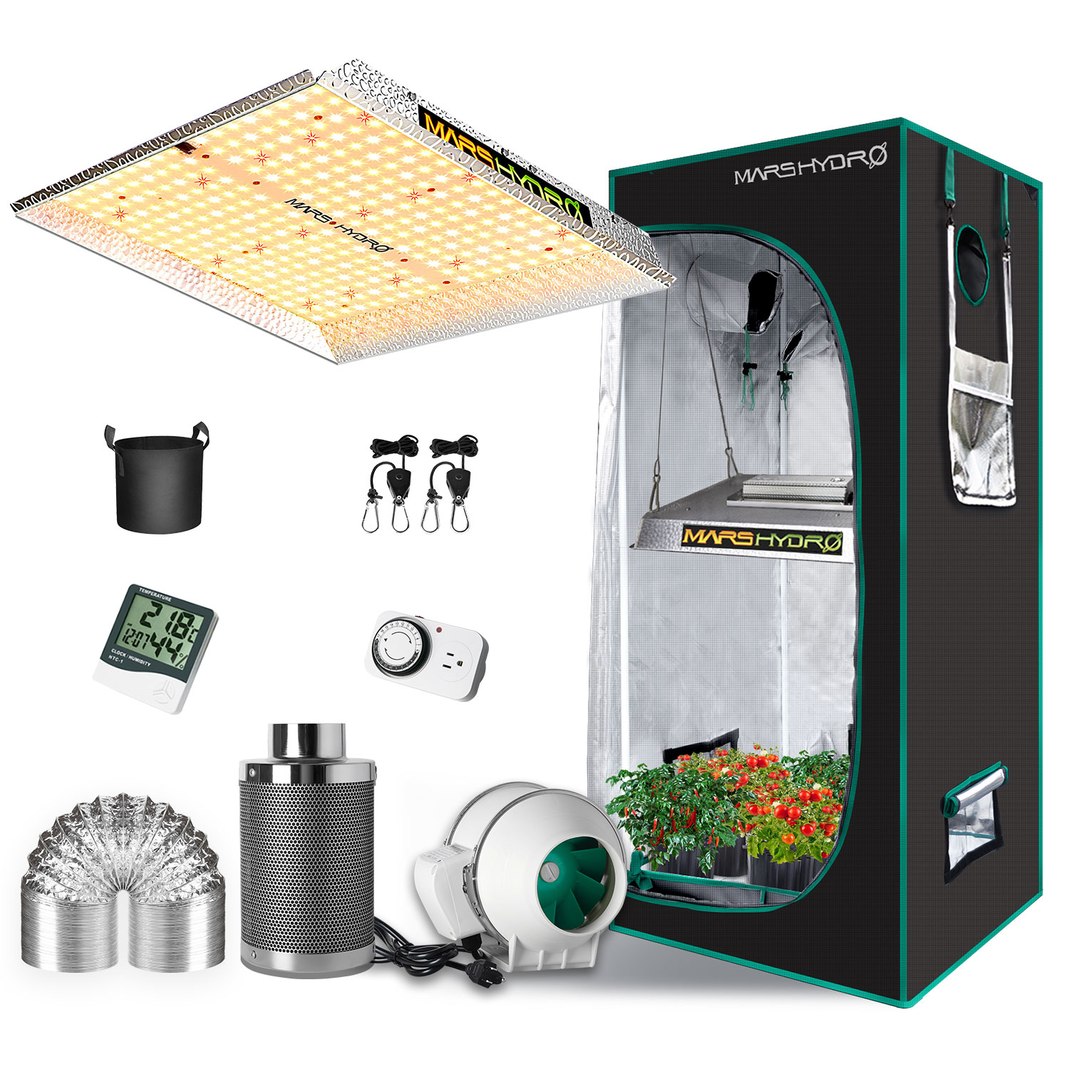 Mars Hydro TS 1000 Led Grow Light+70x70x160cm Indoor Tent Full Kits ...