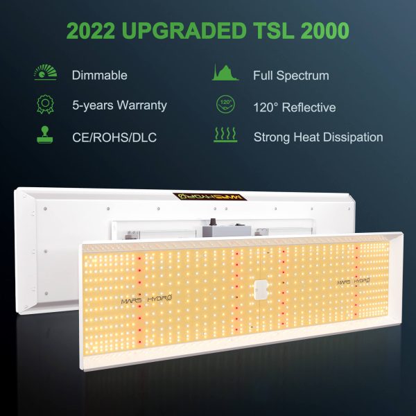 TSL2000 is popular for 2x4 tent growing. Featured in dimmable full spectrum, 120 degree reflective, strong heat diffipation, great 5 years warranty