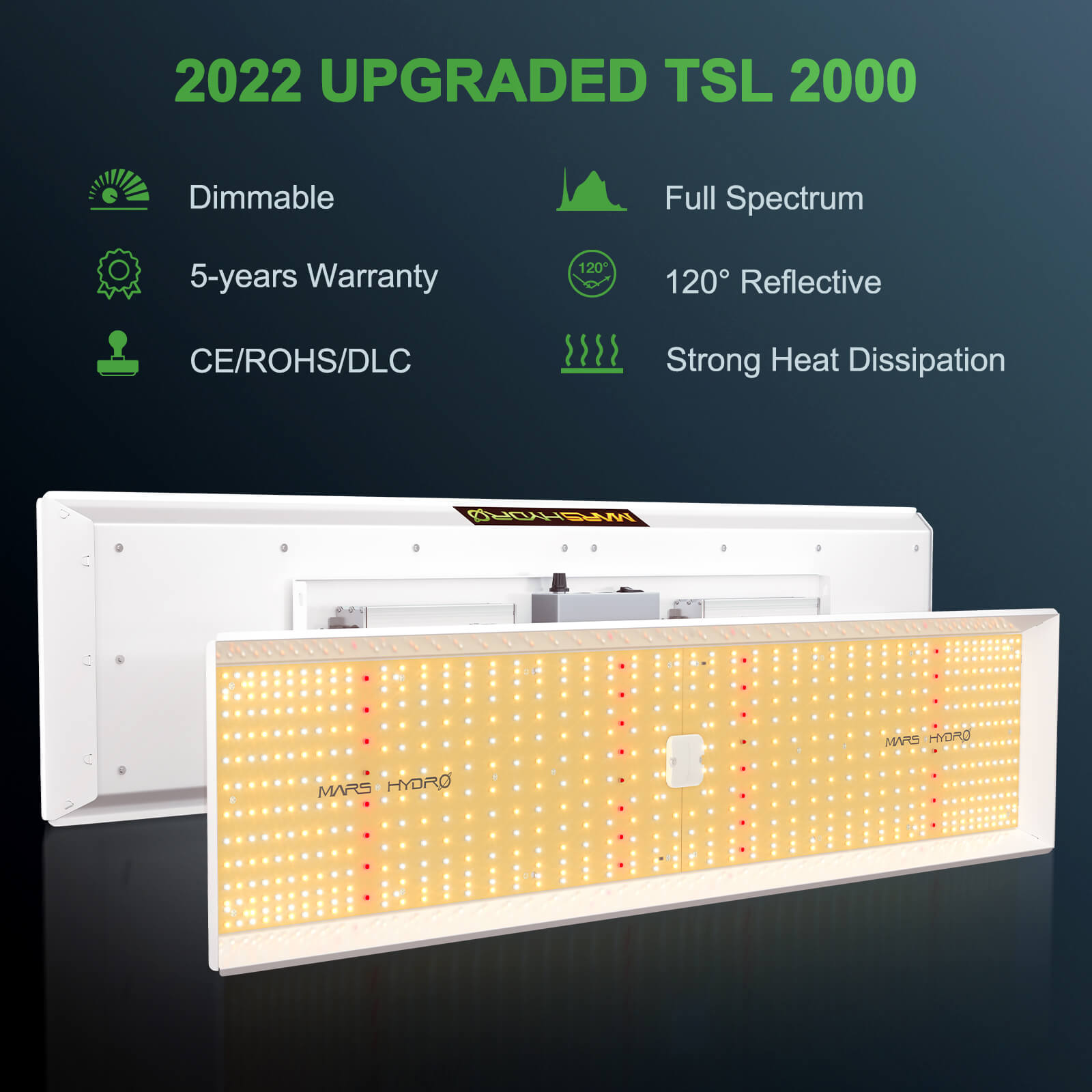Mars Hydro TSL 2000W LED Grow Light for Indoor Plant Veg Bloom Replace HPS IR 