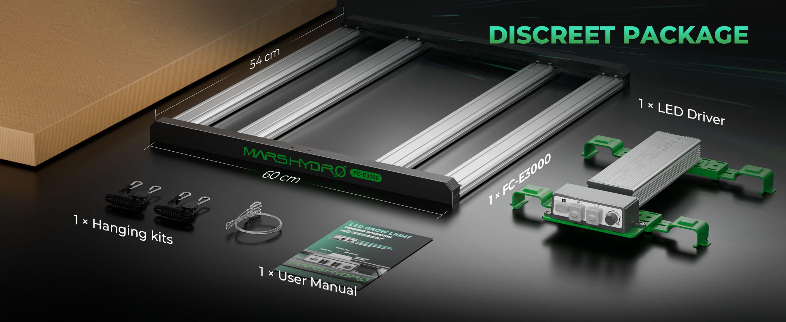 mars hydro FC-E3000 LED grow lights-discreet package