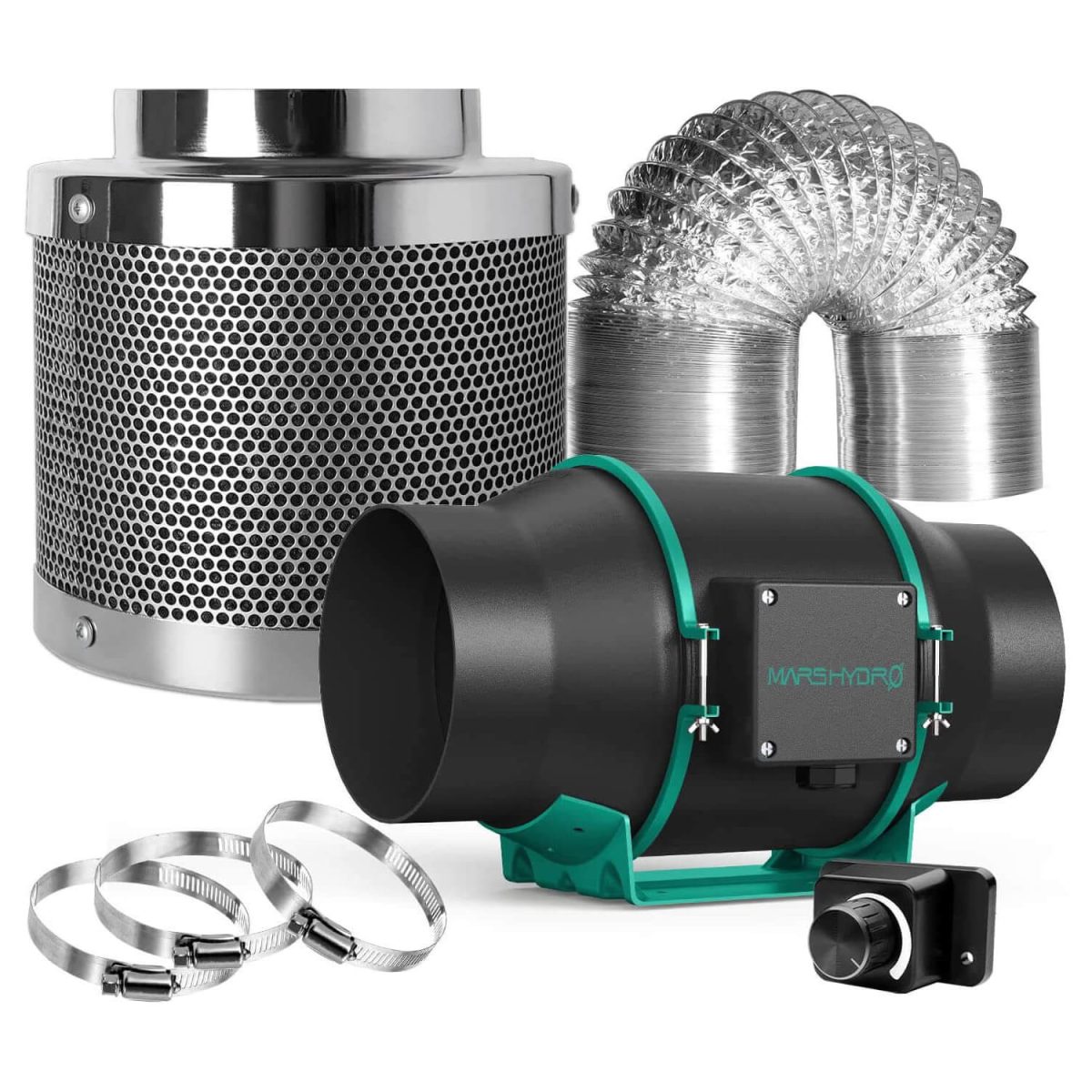 mars hydro 6 inch fan & carbon filter & ducting combo with speed control