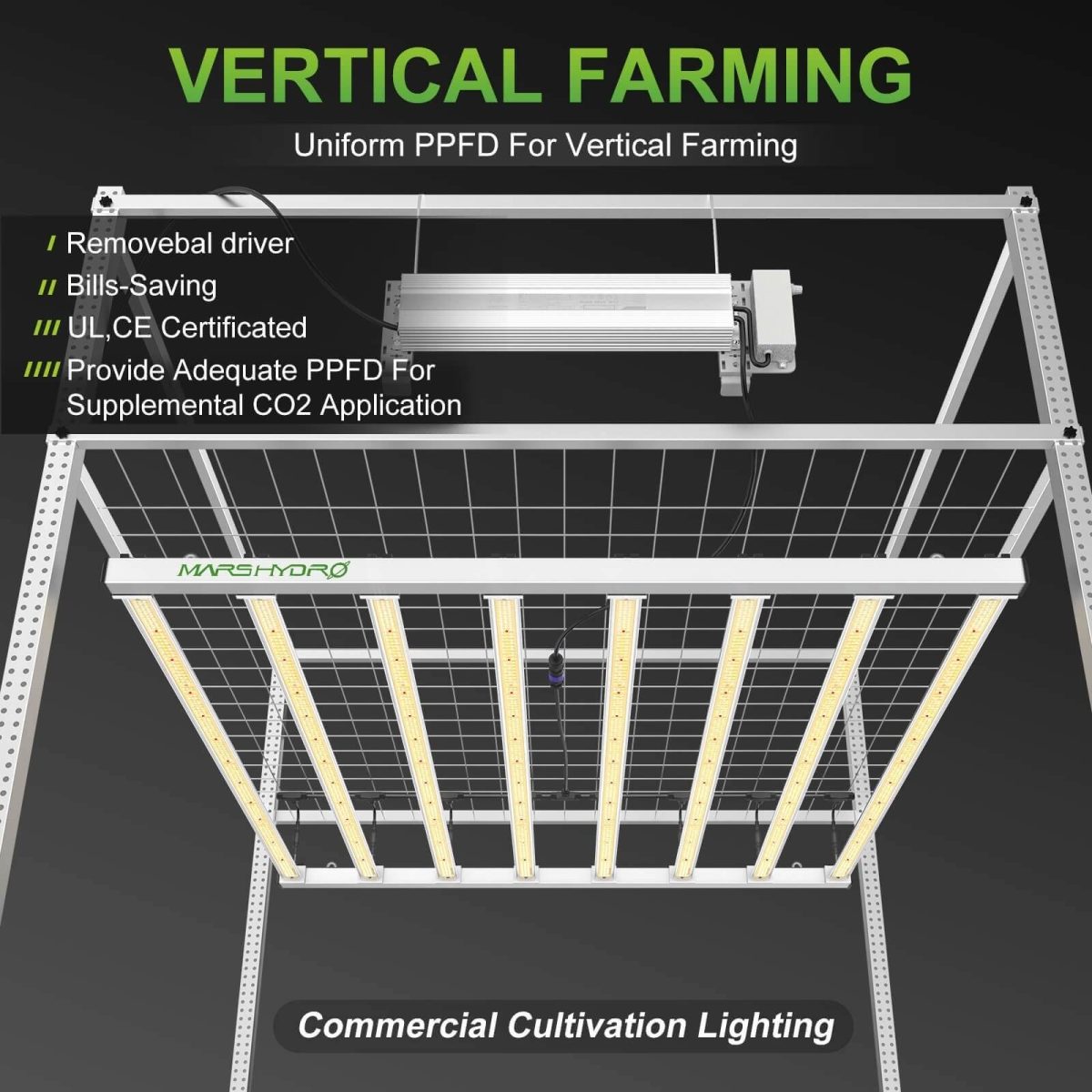 Removable bar design for uniform lighting and precise control to maximize light utilization.