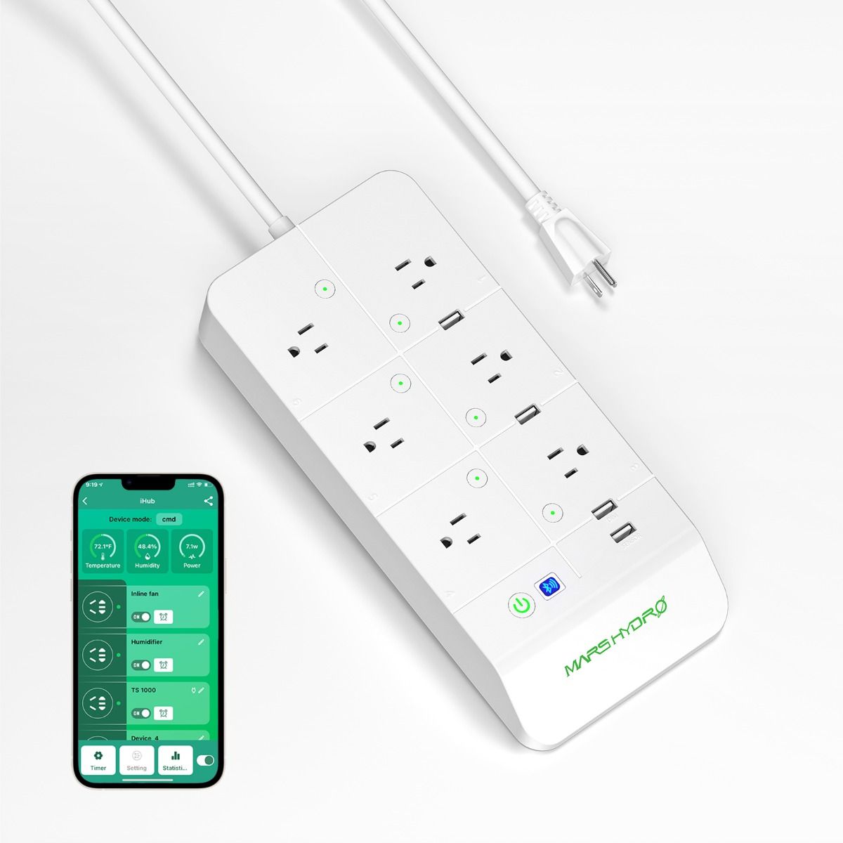 The iHub smart power strip is the smartest choice to automate your indoor growing environment.