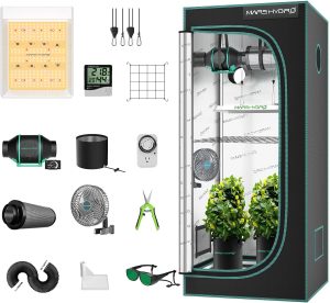 Mars Hydro TS600 with 60x60cm grow tent kit for beginners and seedling start kits.